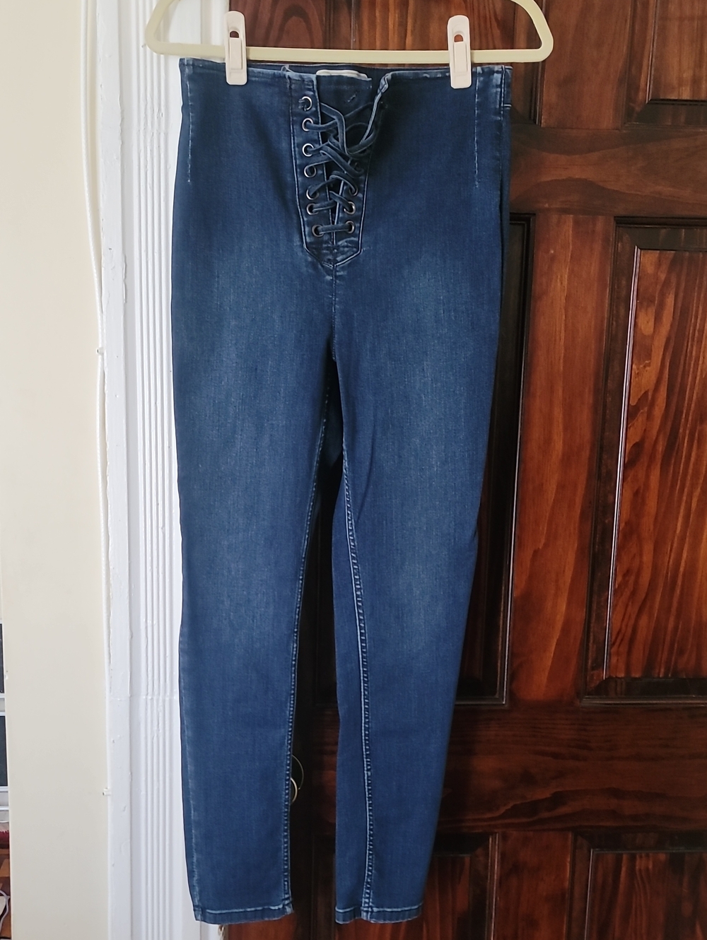 Free People Lace-Up mid Rise Dark Blue Jeans